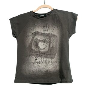 Cider Charcoal Cotton Blend Top